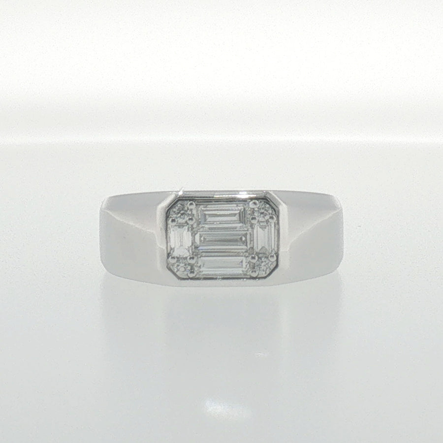 White Gold Composite Diamond Signet Ring