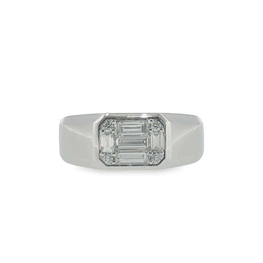 White Gold Composite Diamond Signet Ring