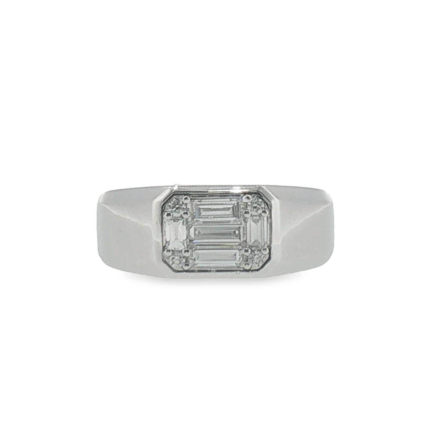 White Gold Composite Diamond Signet Ring