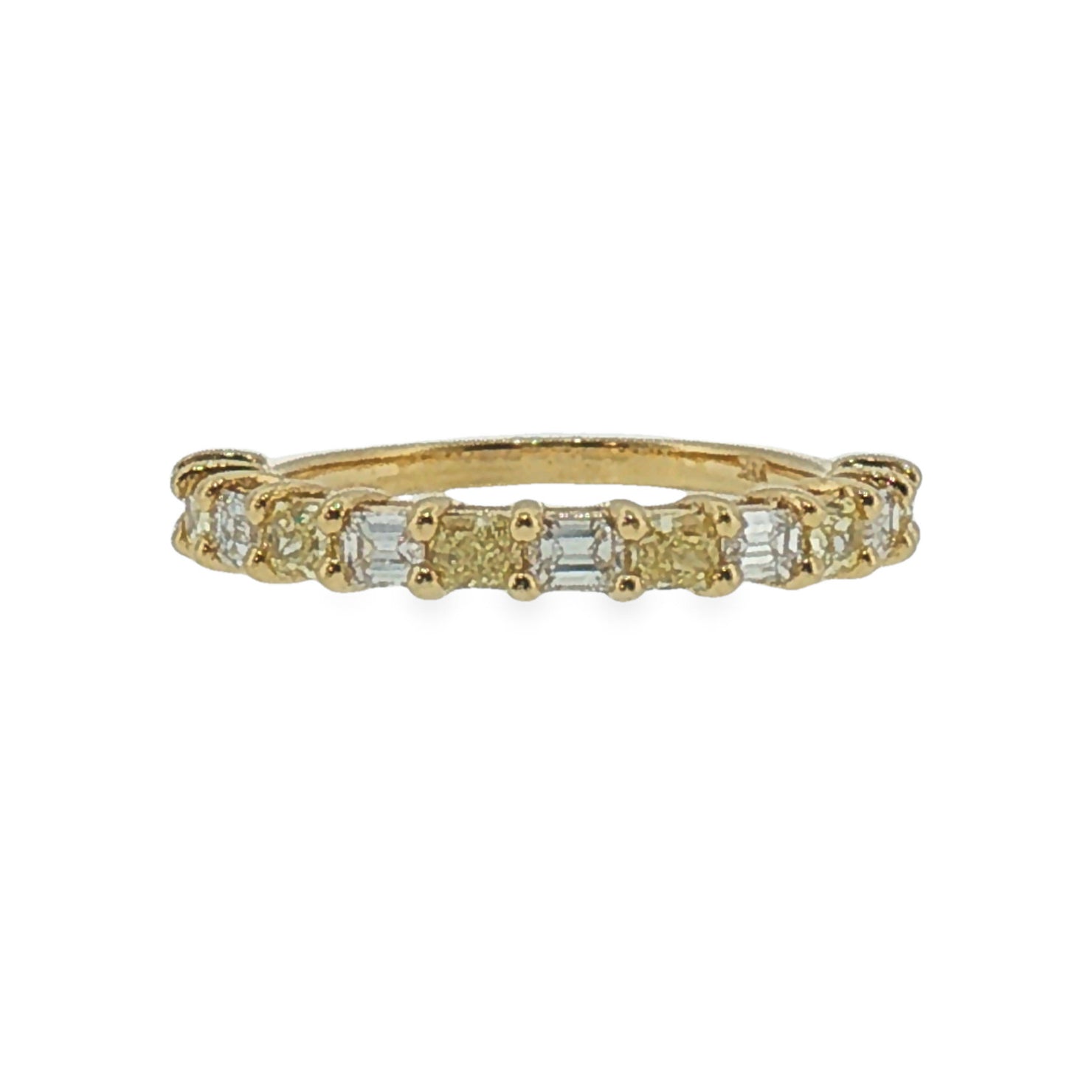 Fancy Yellow and White Diamond Band in Yellow Gold