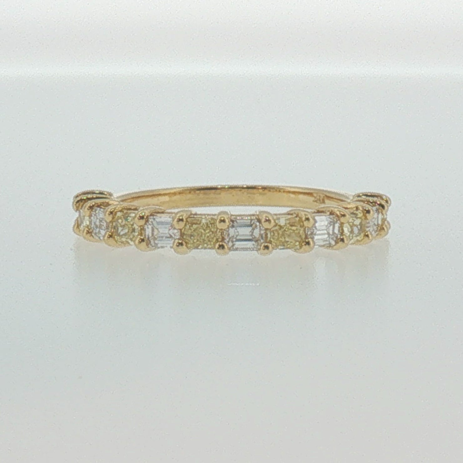 Fancy Yellow and White Diamond Band in Yellow Gold