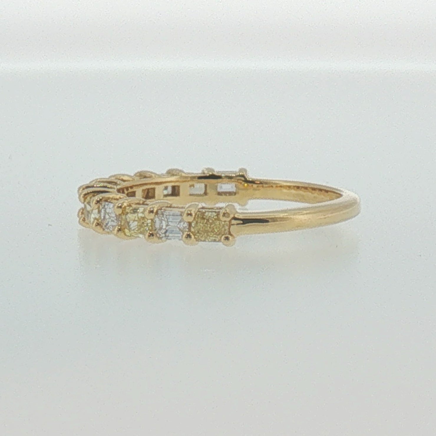 Fancy Yellow and White Diamond Band in Yellow Gold