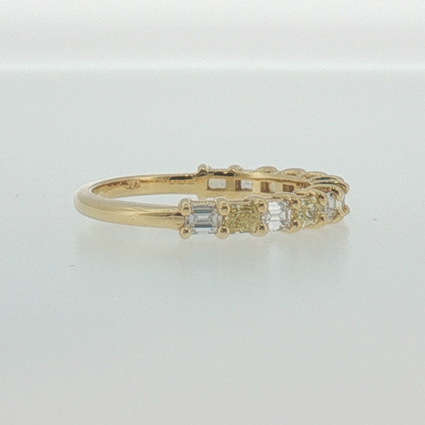 Fancy Yellow and White Diamond Band in Yellow Gold