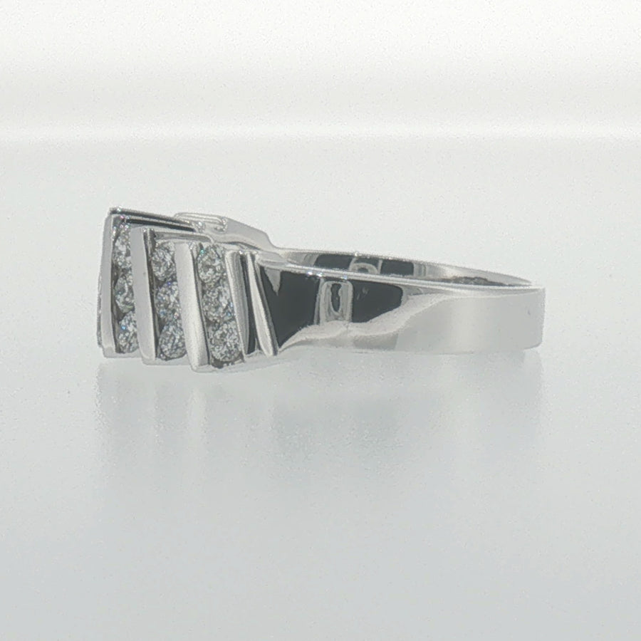White Gold Diagonal Channel Diamond Band Ring