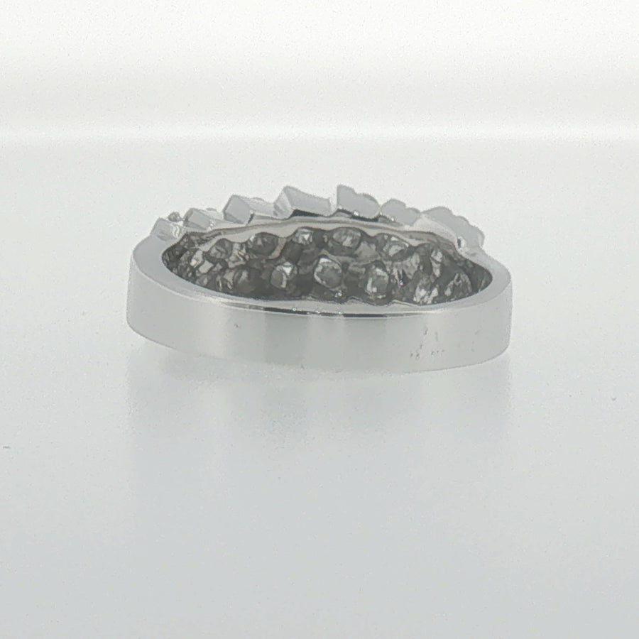White Gold Diagonal Channel Diamond Band Ring