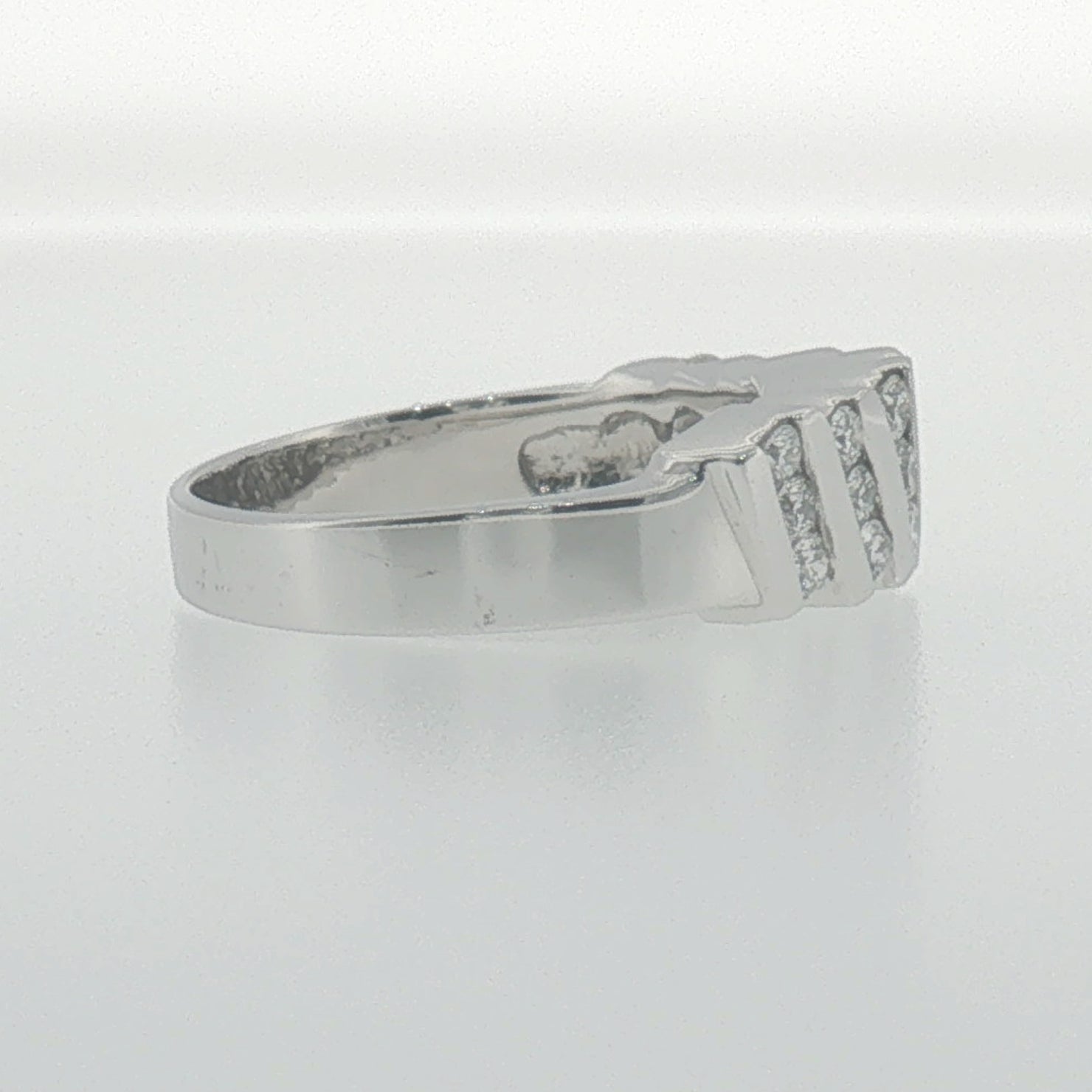 White Gold Diagonal Channel Diamond Band Ring