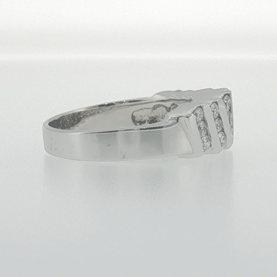 White Gold Diagonal Channel Diamond Band Ring