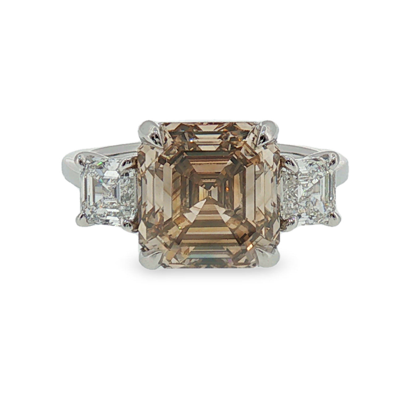 Fancy Brown Diamond Three-Stone Ring in White Gold