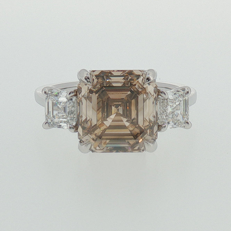 Fancy Brown Diamond Three-Stone Ring in White Gold