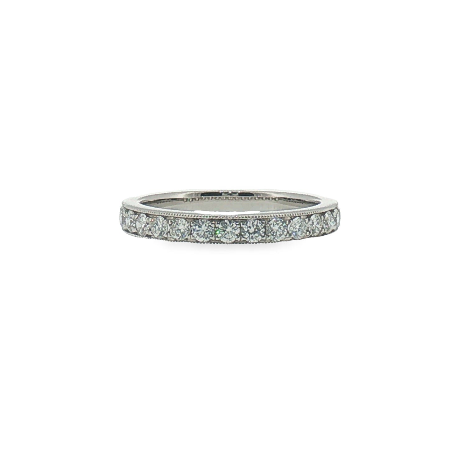 Milgrain Diamond Pave Band in White Gold