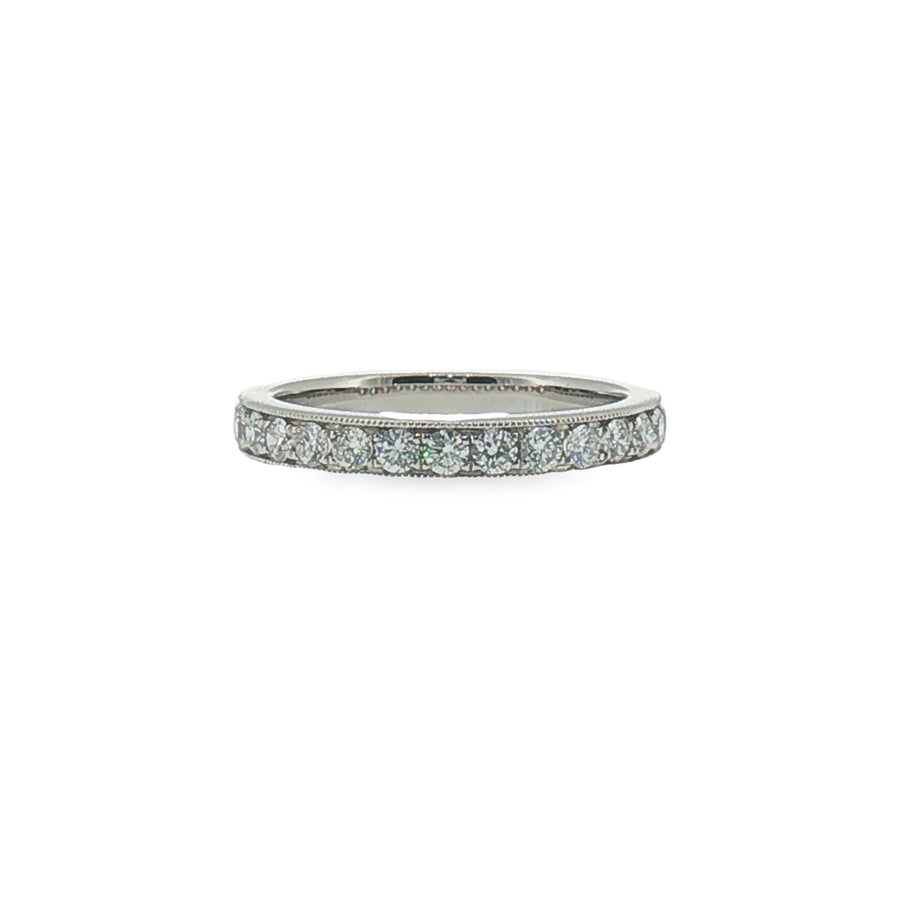 Milgrain Diamond Pave Band in White Gold