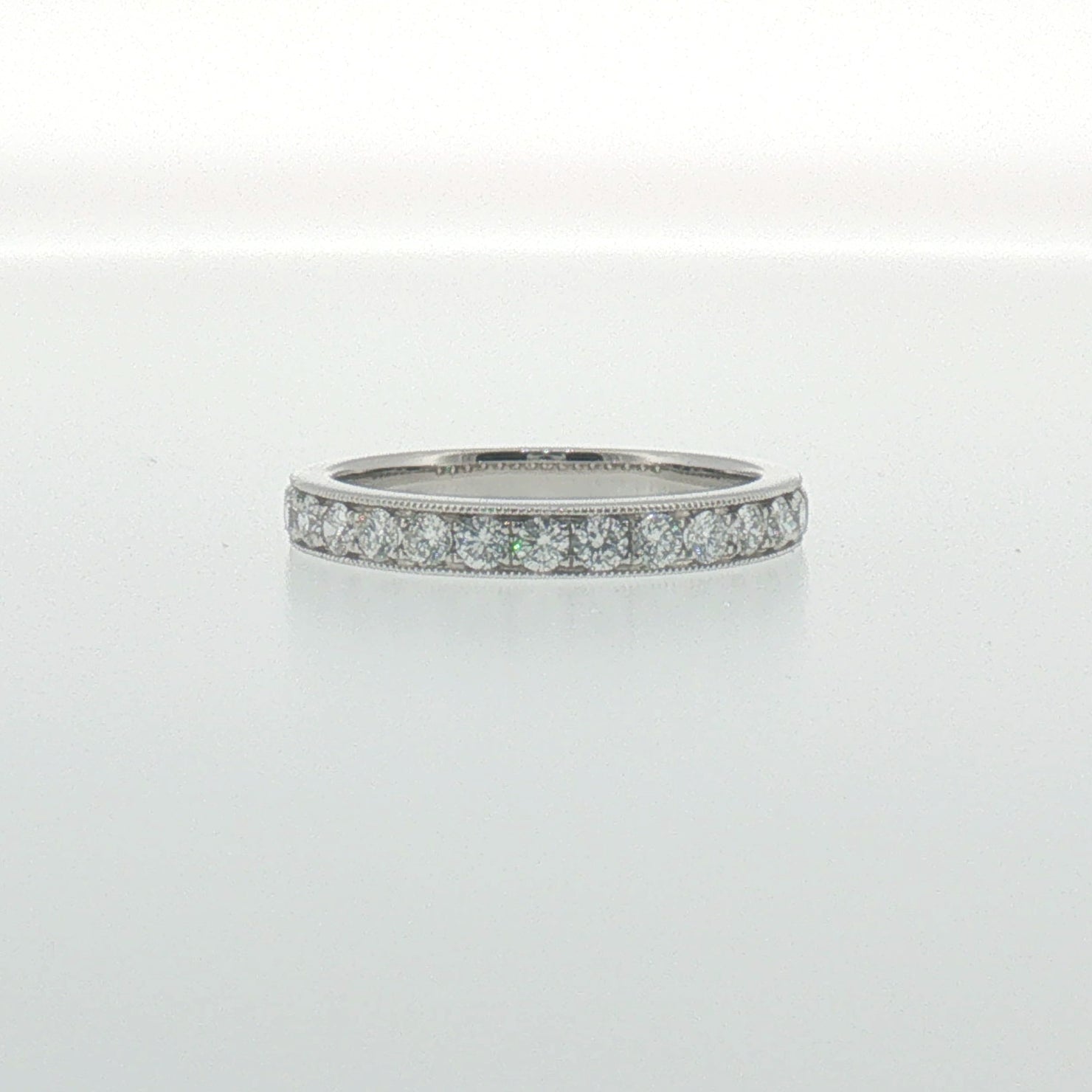 Milgrain Diamond Pave Band in White Gold