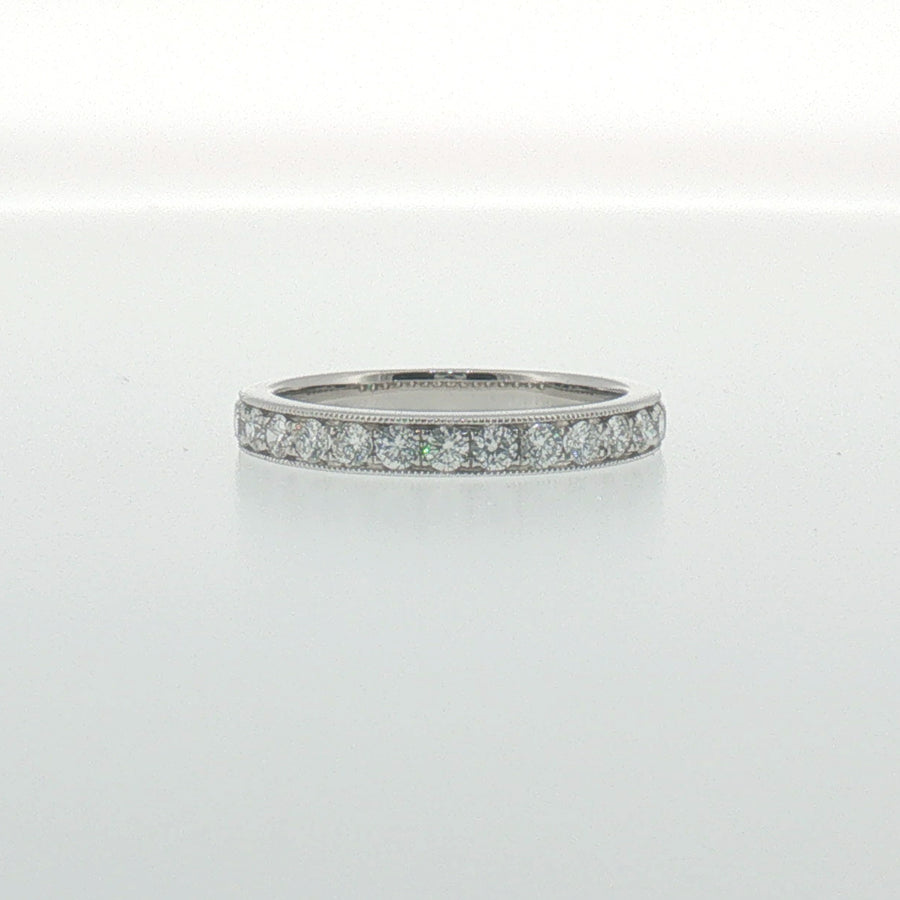 Milgrain Diamond Pave Band in White Gold