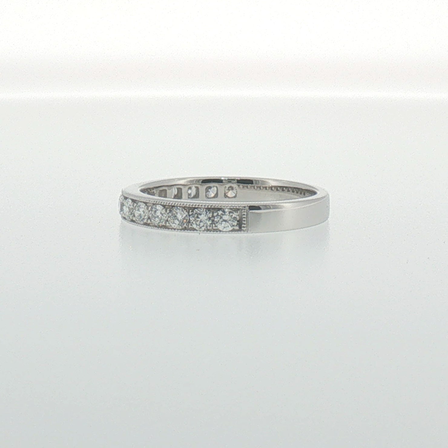 Milgrain Diamond Pave Band in White Gold
