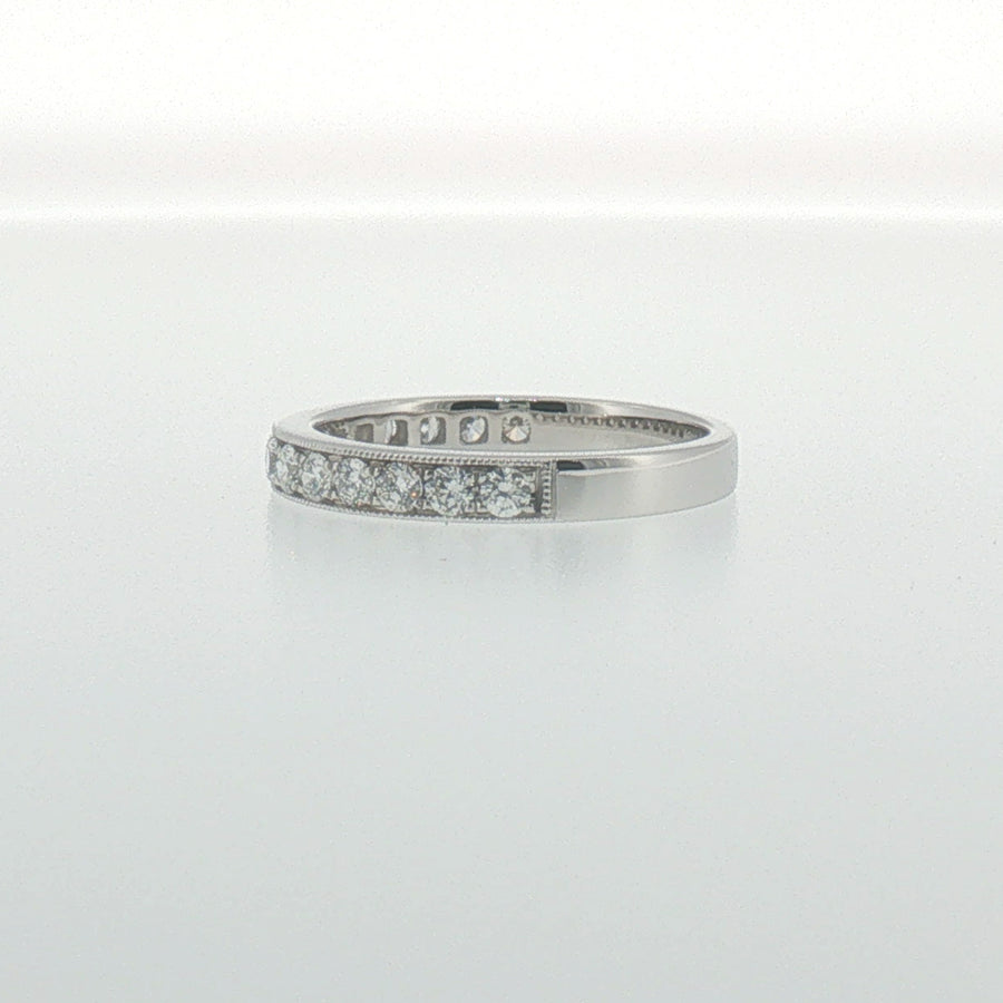 Milgrain Diamond Pave Band in White Gold