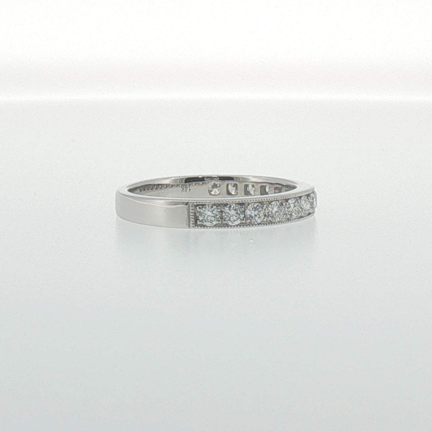 Milgrain Diamond Pave Band in White Gold