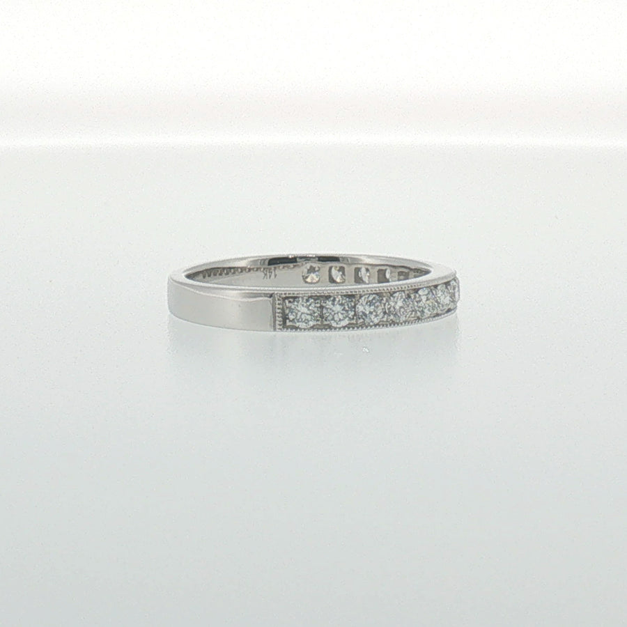 Milgrain Diamond Pave Band in White Gold