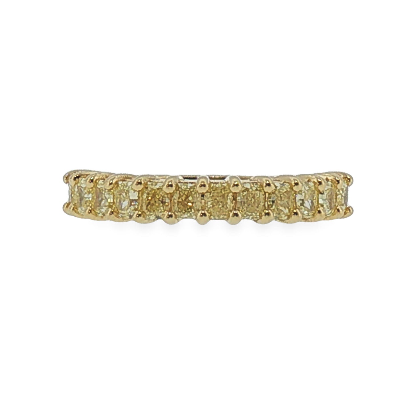 Fancy Yellow Diamond Shared Prong Band in Yellow Gold