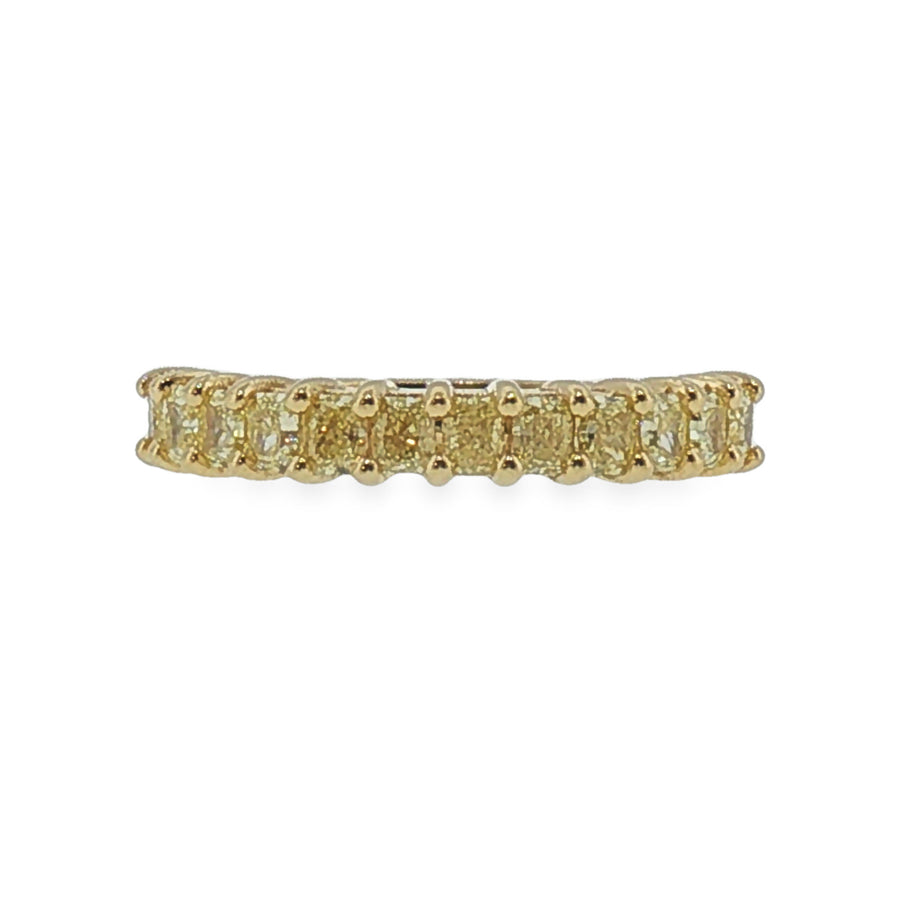 Fancy Yellow Diamond Shared Prong Band in Yellow Gold