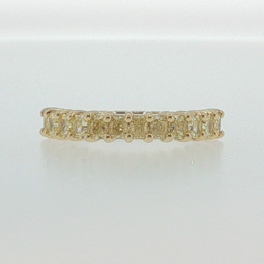Fancy Yellow Diamond Shared Prong Band in Yellow Gold