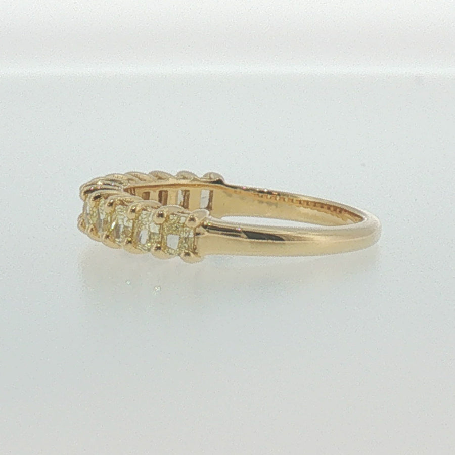 Fancy Yellow Diamond Shared Prong Band in Yellow Gold