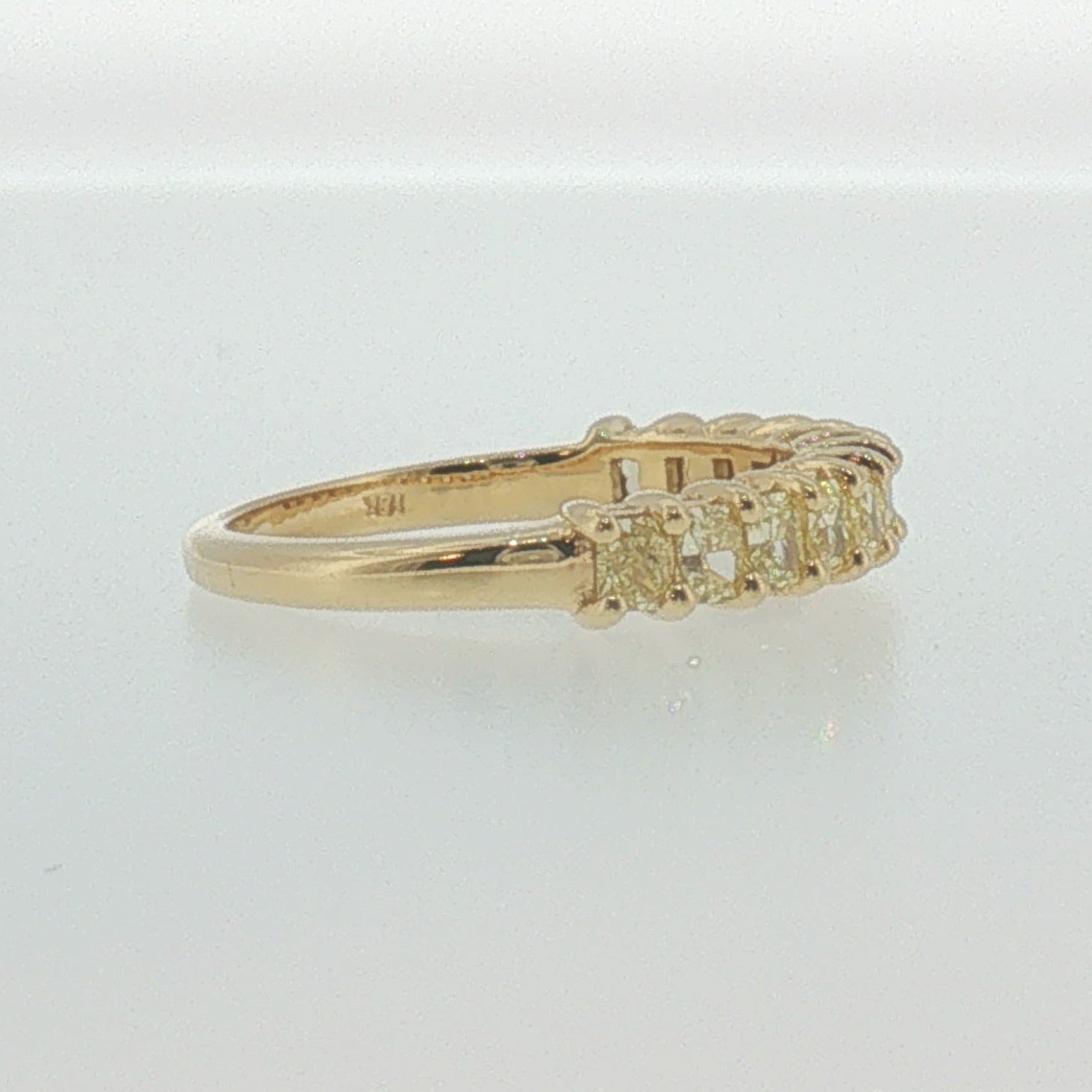 Fancy Yellow Diamond Shared Prong Band in Yellow Gold