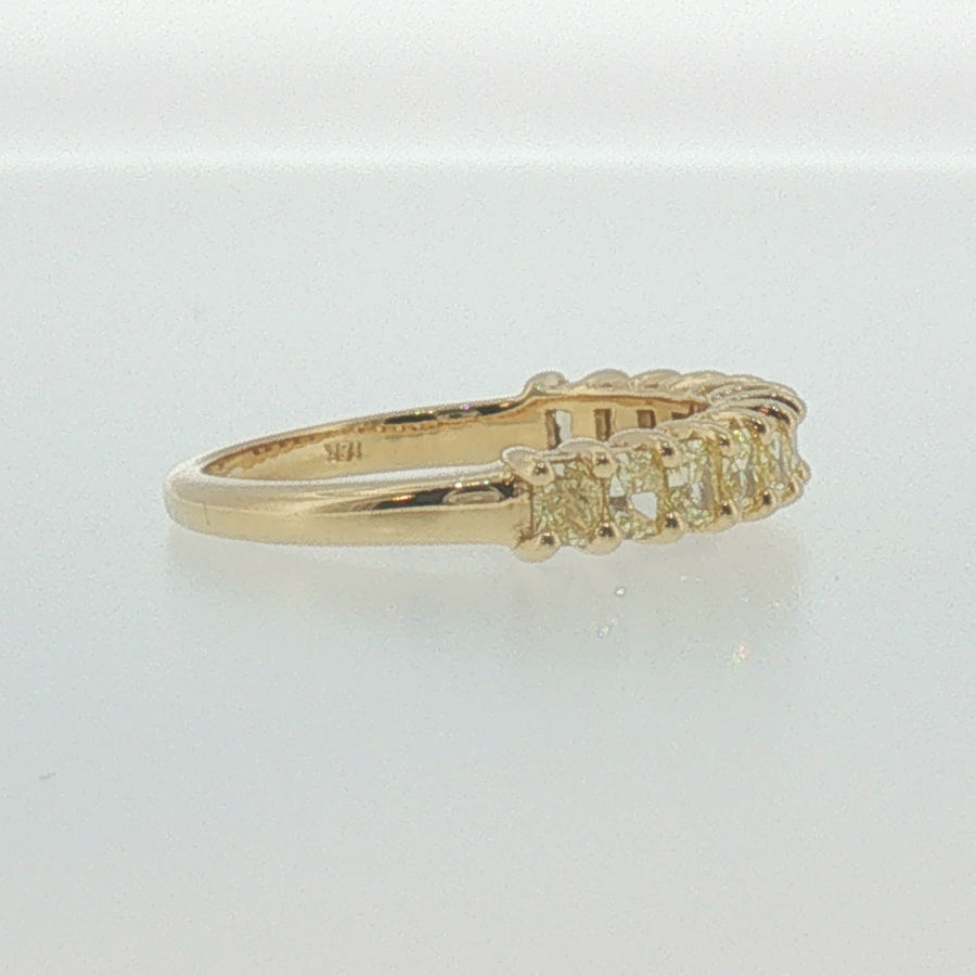 Fancy Yellow Diamond Shared Prong Band in Yellow Gold