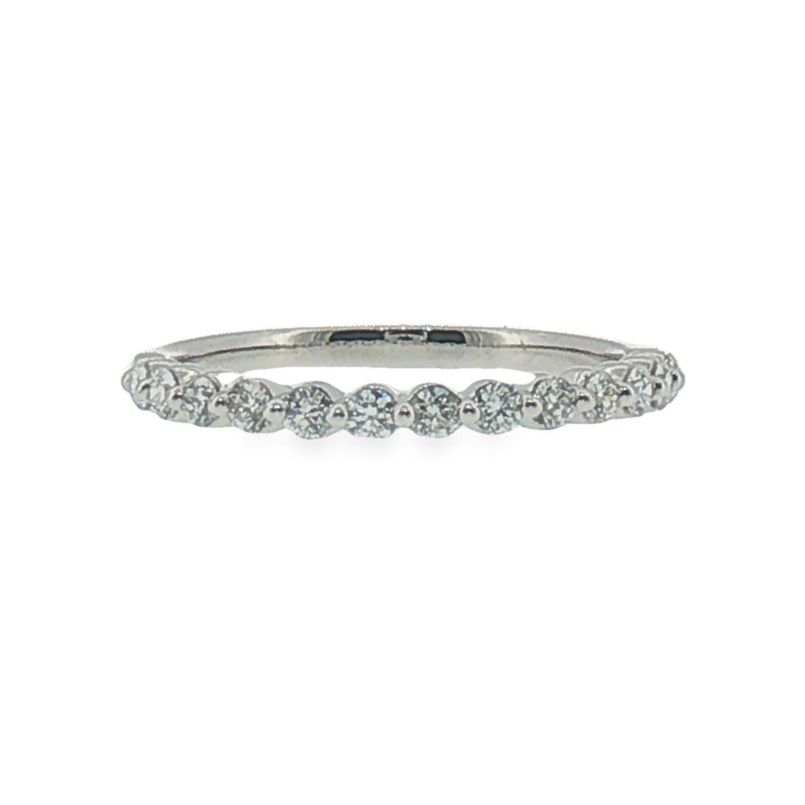 Diamond Single Prong Band in White Gold