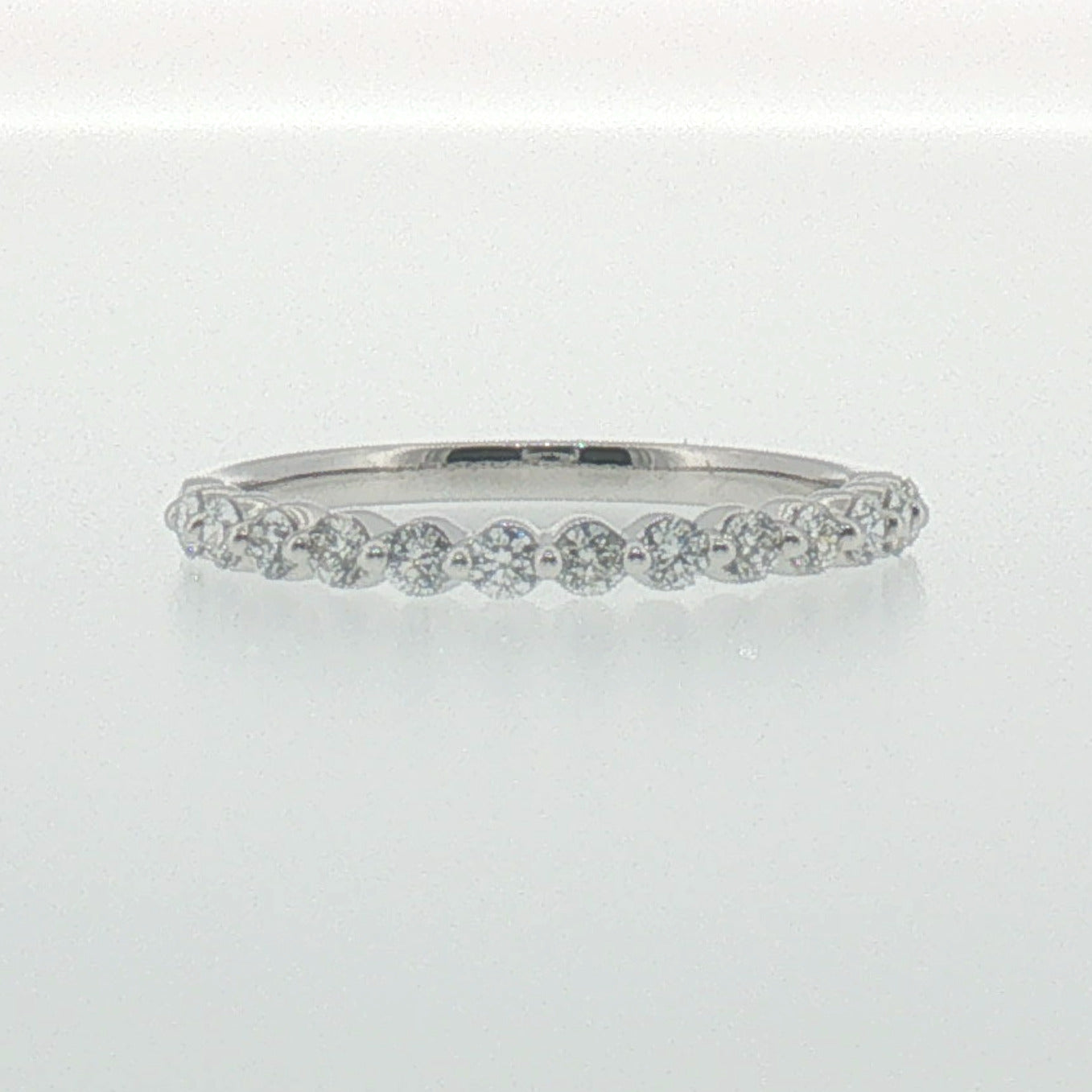 Diamond Single Prong Band in White Gold