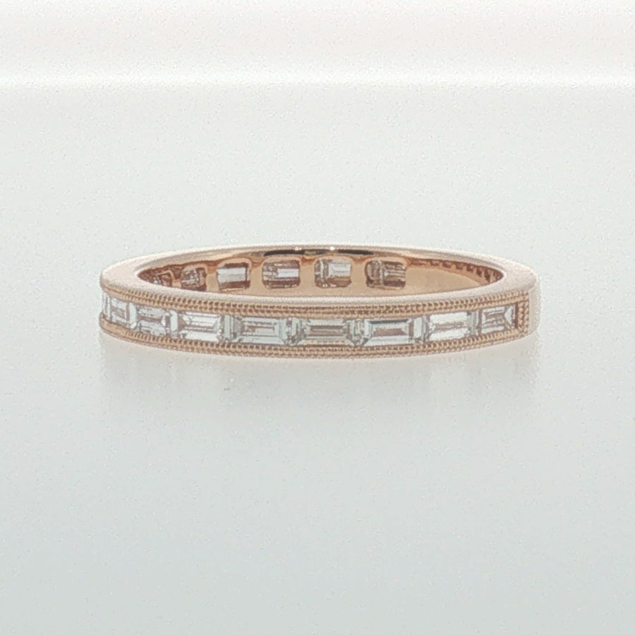 Rose Gold Baguette Diamond Milgrain Band