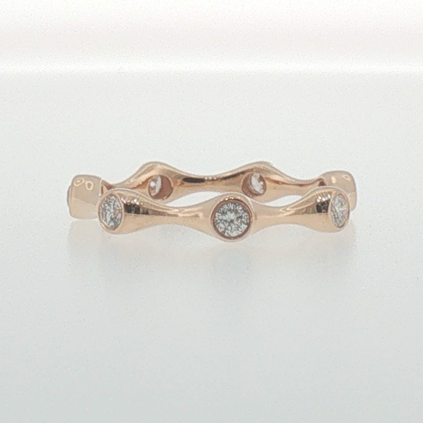 Bezel-Set Diamond Wavy Eternity Ring in Rose Gold