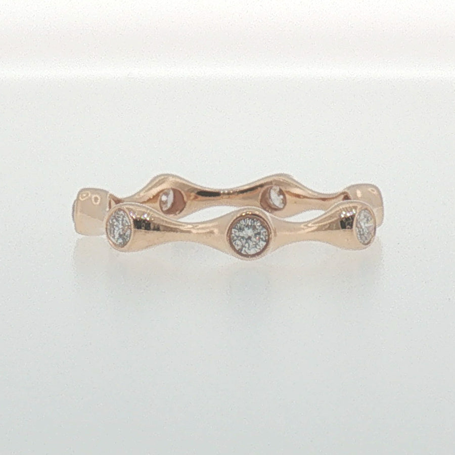Bezel-Set Diamond Wavy Eternity Ring in Rose Gold