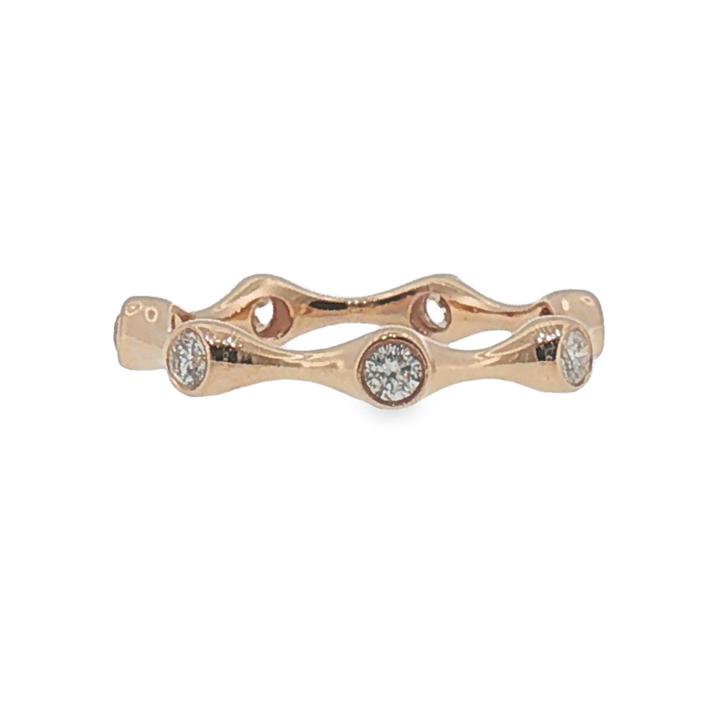 Bezel-Set Diamond Wavy Eternity Ring in Rose Gold