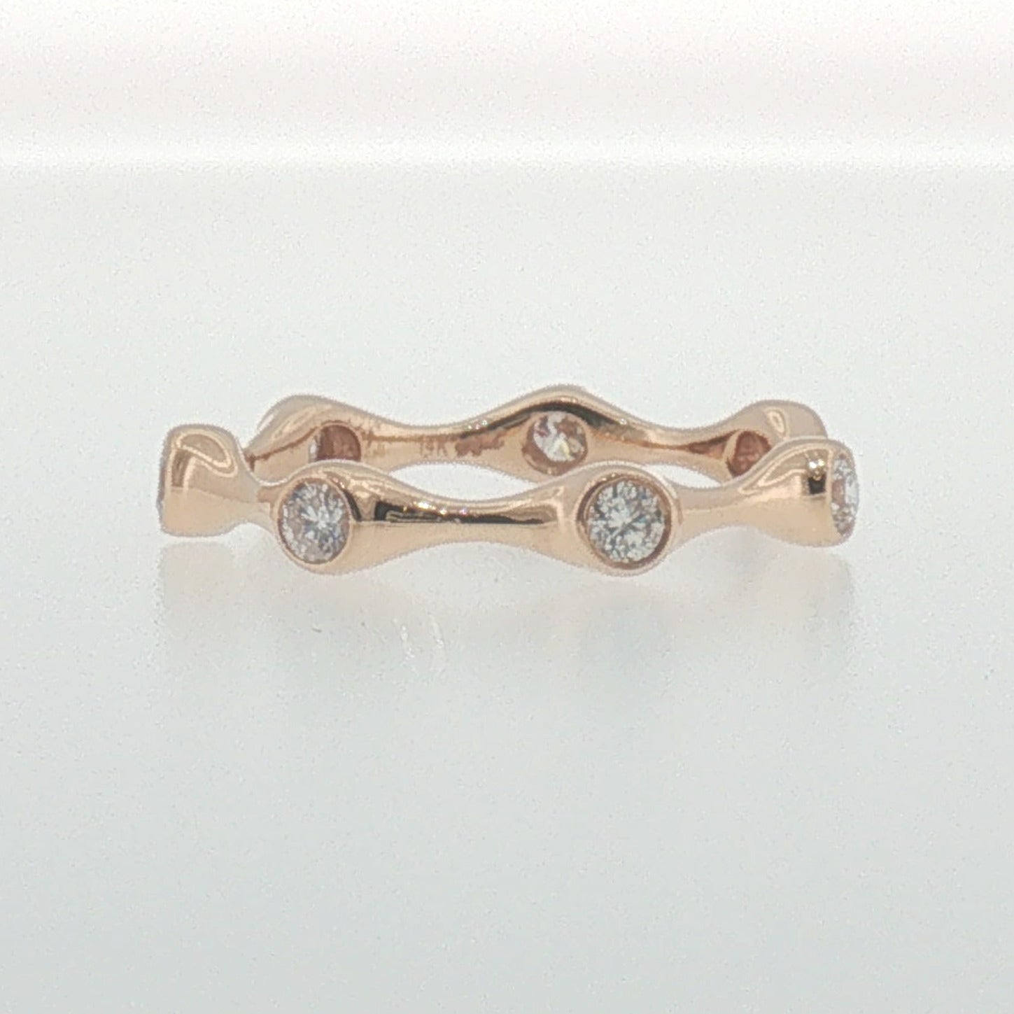 Bezel-Set Diamond Wavy Eternity Ring in Rose Gold