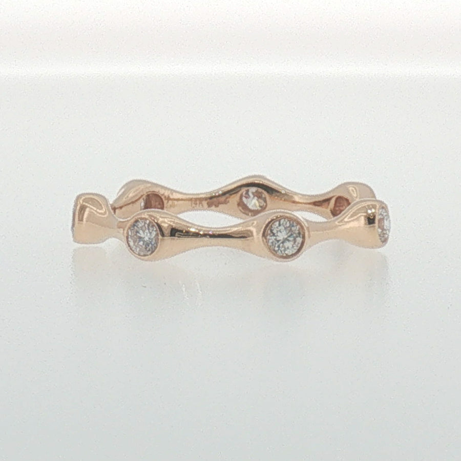 Bezel-Set Diamond Wavy Eternity Ring in Rose Gold