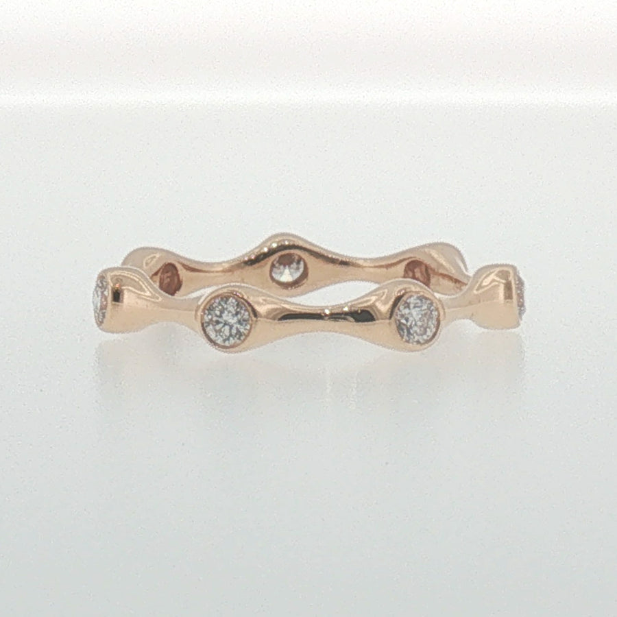 Bezel-Set Diamond Wavy Eternity Ring in Rose Gold