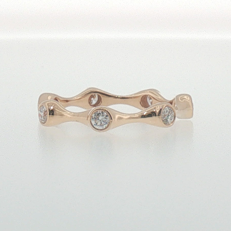 Bezel-Set Diamond Wavy Eternity Ring in Rose Gold
