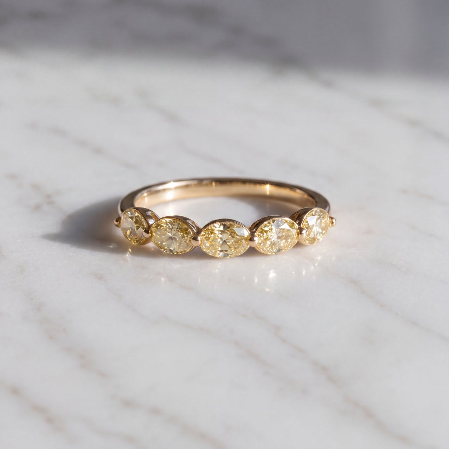 Fancy Yellow Diamond Multi-Stone Ring in Yellow Gold