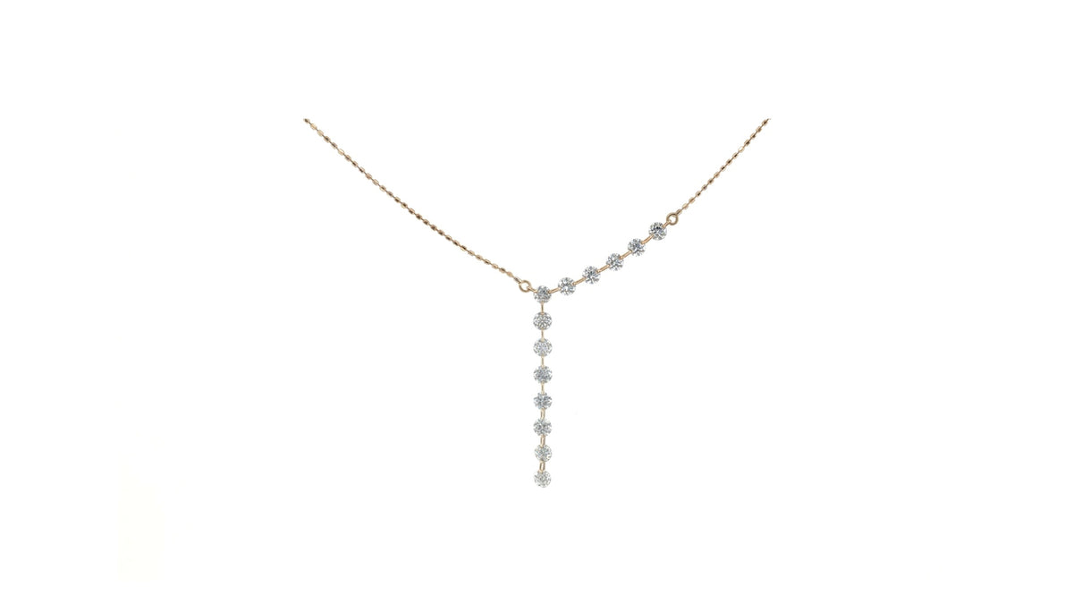 Asymmetrical Diamond Y-Necklace in 18K Yellow Gold, studio