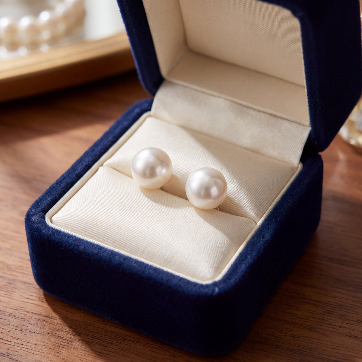 Pair of white South Sea pearl stud earrings