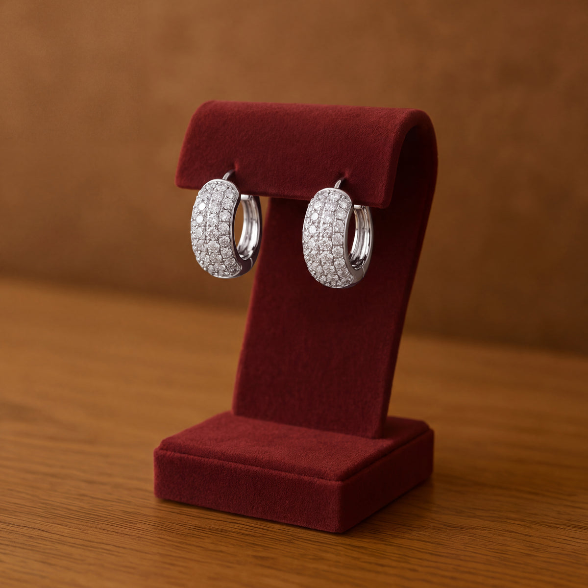 2.17 ct Diamond Pavé Wide Hoop Earrings in 14K White Gold