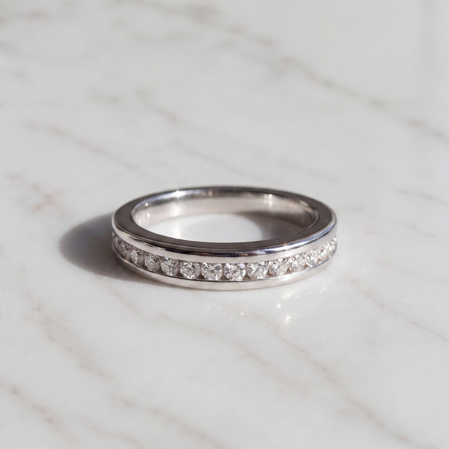 White Gold Channel Set Diamond Band