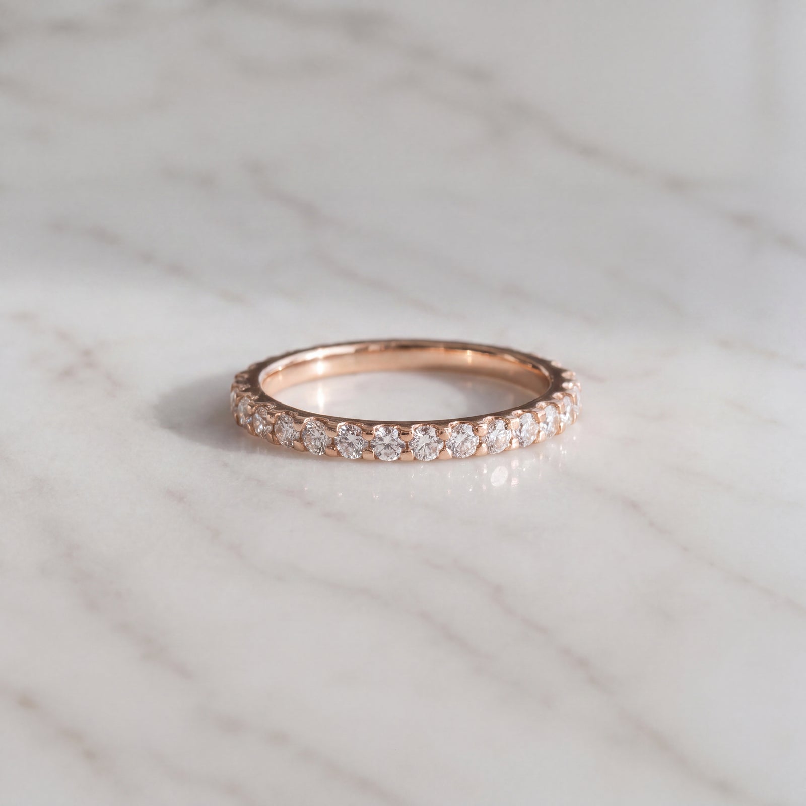 Rose Gold Shared Prong Diamond Band