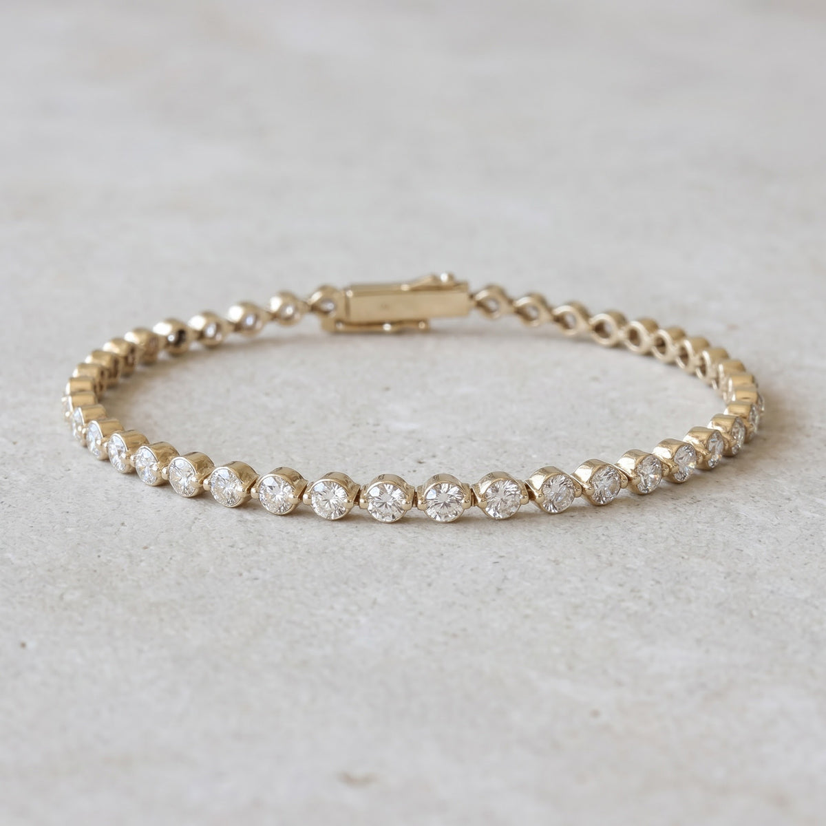 4.07 ct Bezel-Set Diamond Tennis Bracelet in 14K Yellow Gold