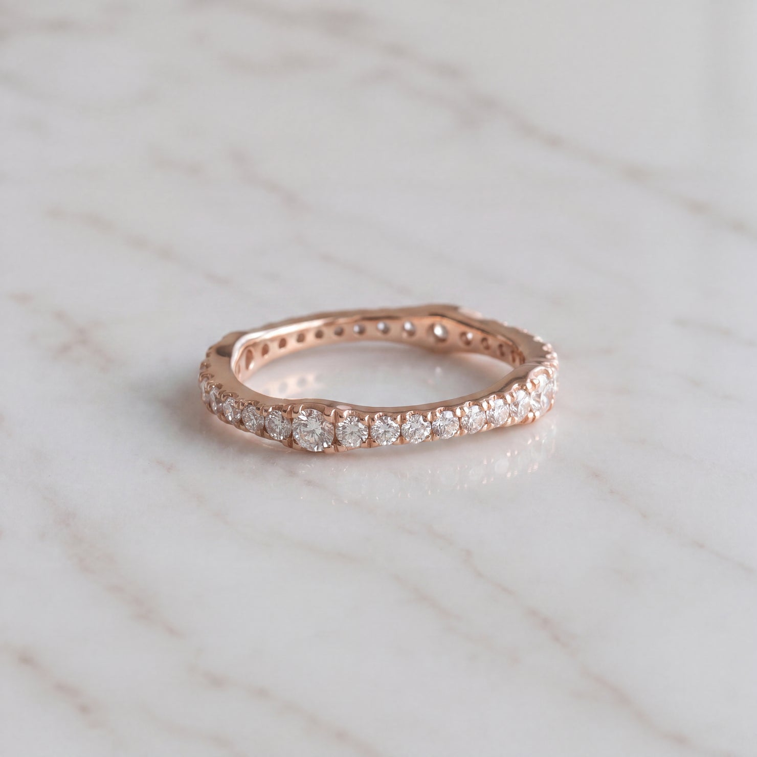 Rose Gold Diamond Contoured Eternity Ring