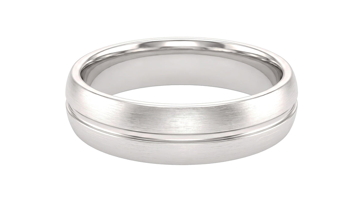 Brushed Center Wedding Ring in 14K White Gold, studio