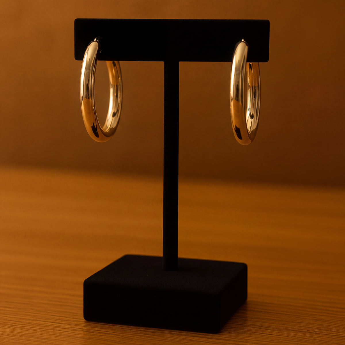 Slim polished yellow gold hoop earrings