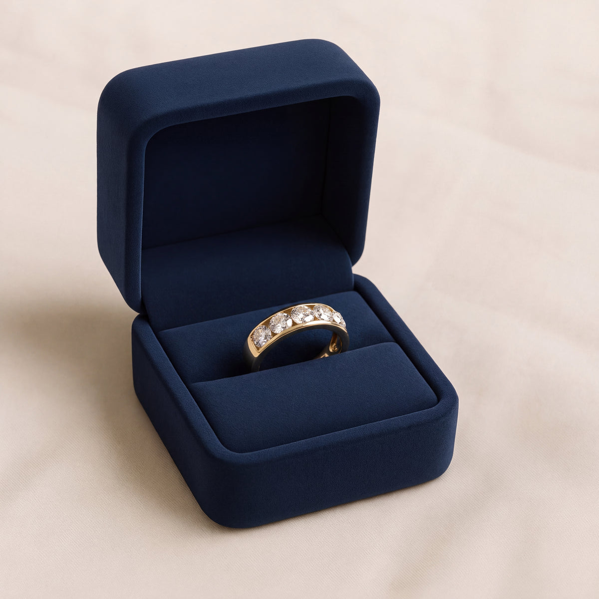 1.83 ct Five-Stone Diamond Channel Set Band Ring in 14K Yellow Gold