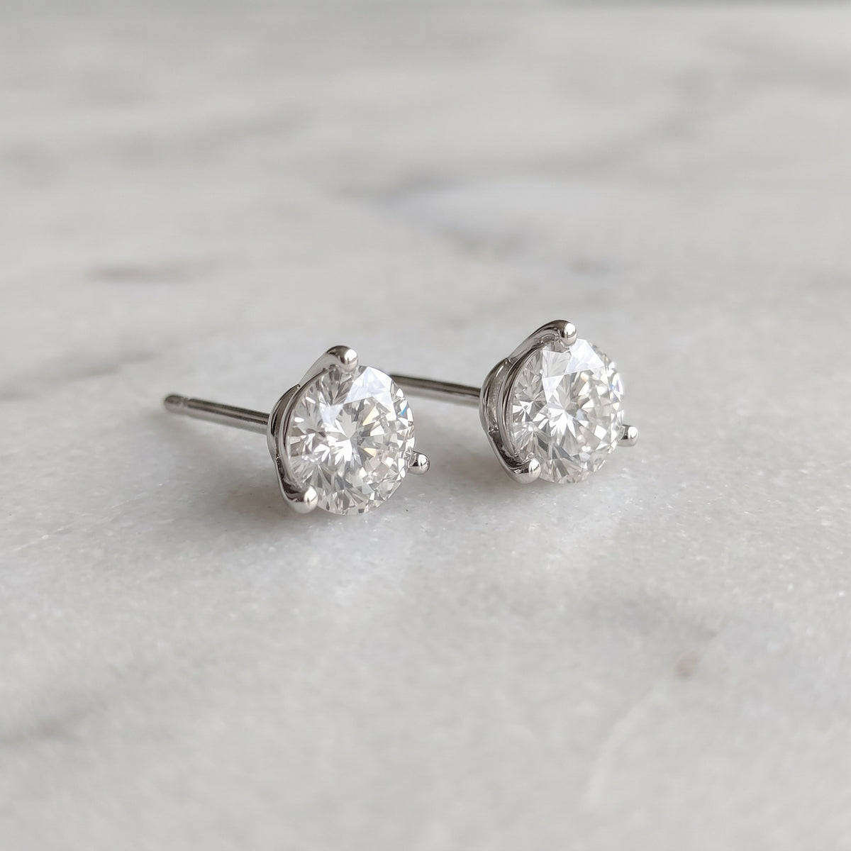 Classic Diamond Stud Earrings in White Gold