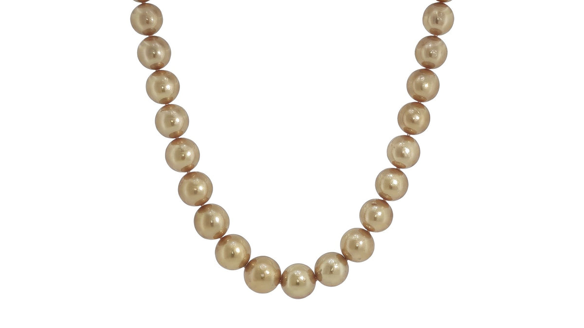 Classic Golden South Sea Pearl Strand Necklace in 14K Yellow Gold